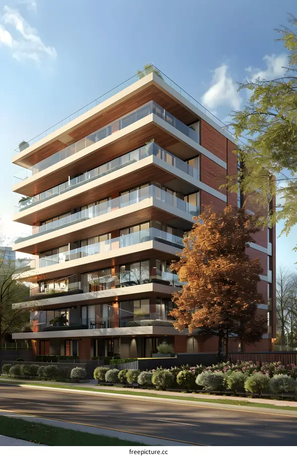 Modern Apartment Building with Balconies