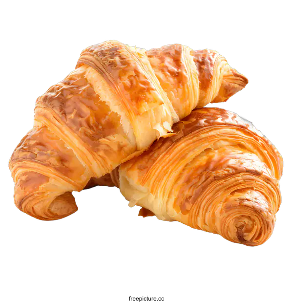 [Transparent Background PNG]Freshly Baked Golden Brown Croissants