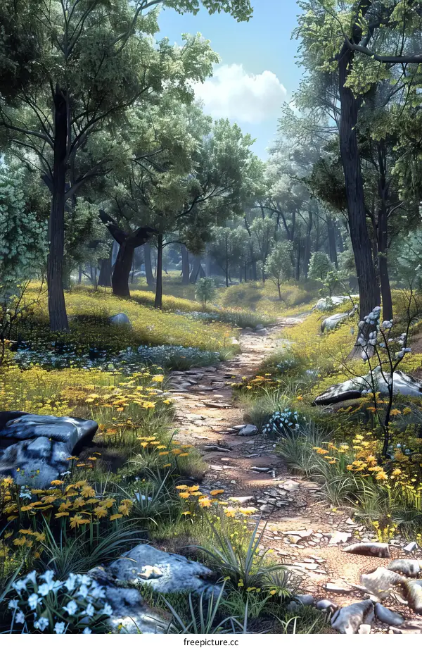 Stone Path in Enchanted Forest