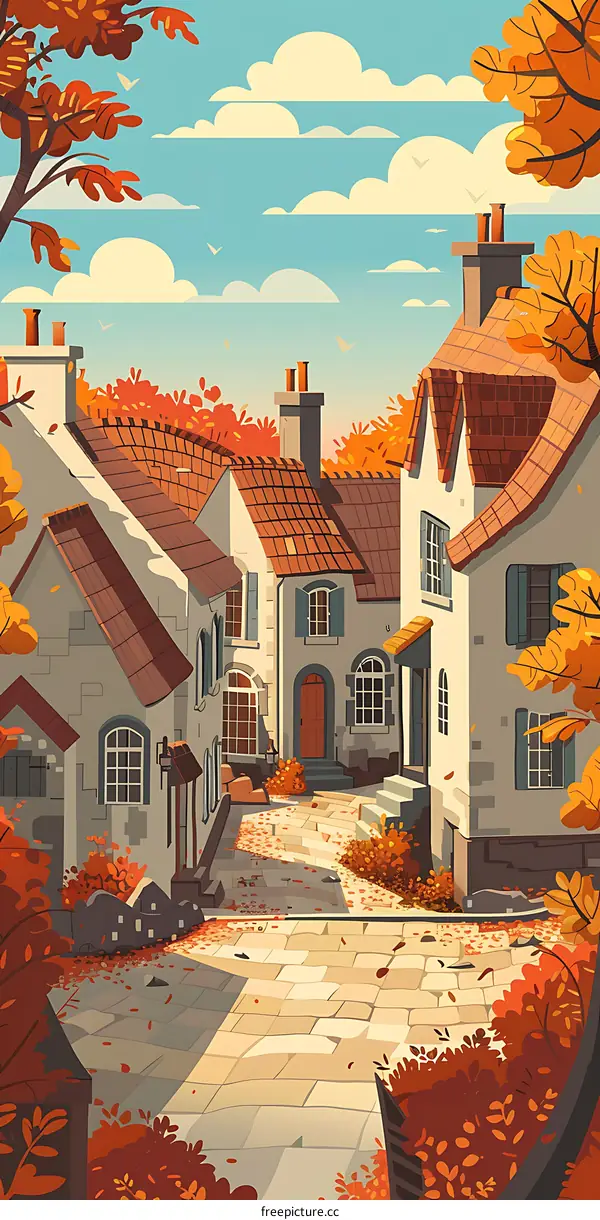Autumn Village Illustration