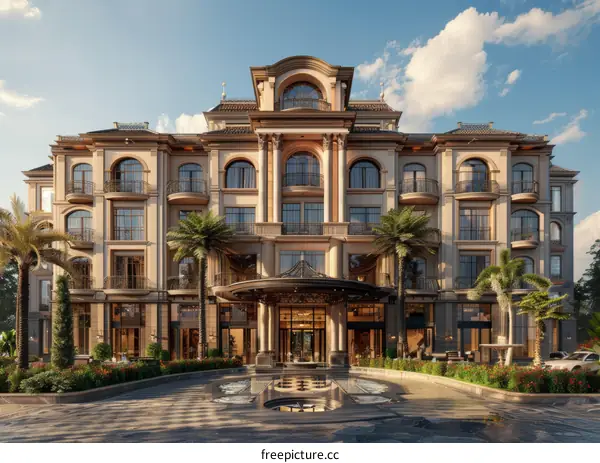 Elegant Hotel Exterior Design Illustration