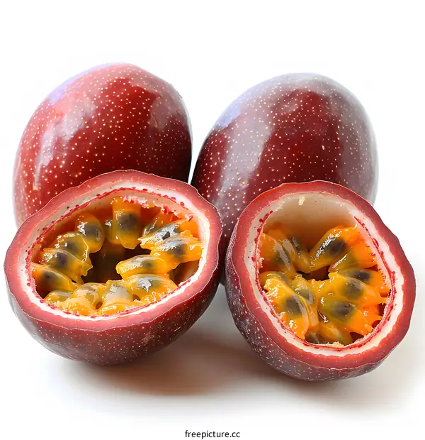 Fresh Passion Fruit Halved and Whole
