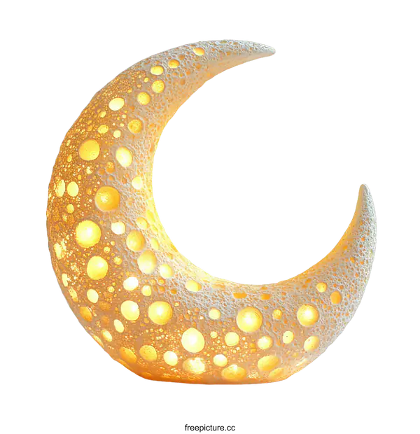 [Transparent Background PNG]Decorative Cream Moon Lamp