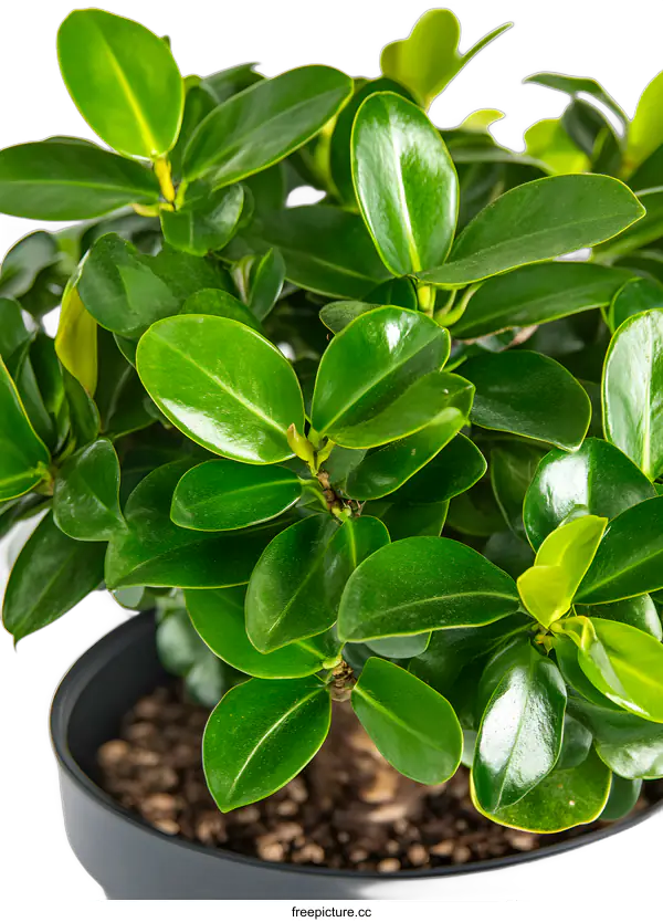 [Transparent Background PNG]Green Leaves of a Ficus Bonsai Tree