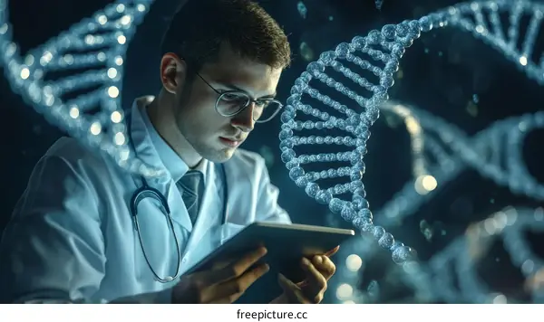 Medical Scientist Studying DNA Structure