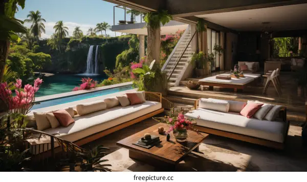 Modern Tropical Villa With Waterfall Pool