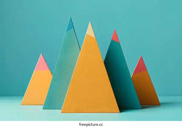 Abstract Mountain Range with Blue and Yellow Colors