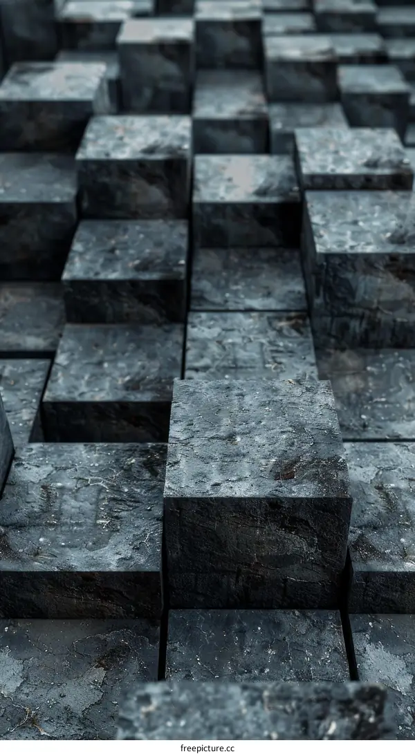 Dark Concrete Cubes Abstract Background