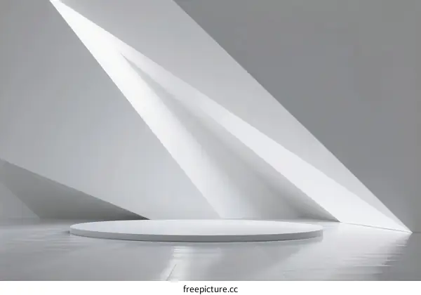 Geometric White Architecture with Abstract Shapes and Clean Lines