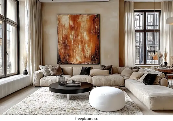 Modern Beige Living Room Interior Design