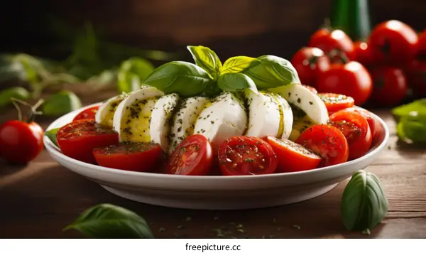 Fresh and delicious tomatoes and mozzarella cheese