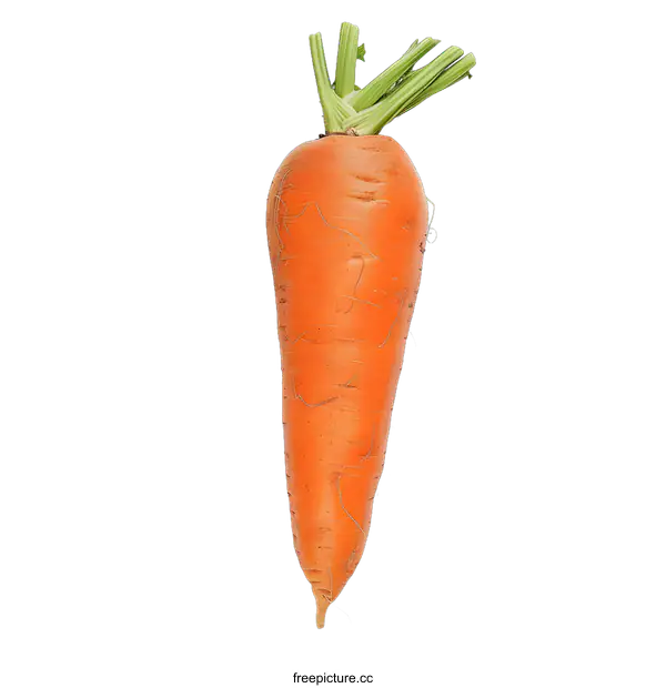 [Transparent Background PNG]Fresh Orange Carrot With Green Top Isolated On White Background