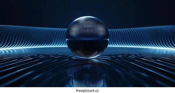 Futuristic Sphere Floating Above Rippling Water