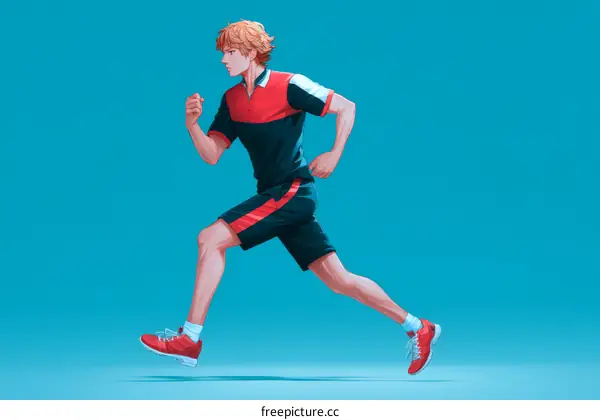 Dynamic Illustration of a Running Man