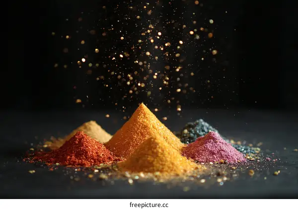 Colorful Powder Pile with Glitter Effect