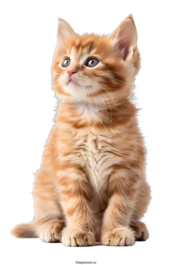 [Transparent Background PNG]A cute ginger kitten looking up