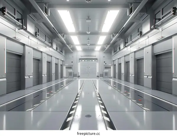 Futuristic Warehouse Interior Design with Industrial Style