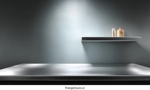 Modern Stainless Steel Shelf Display Mockup