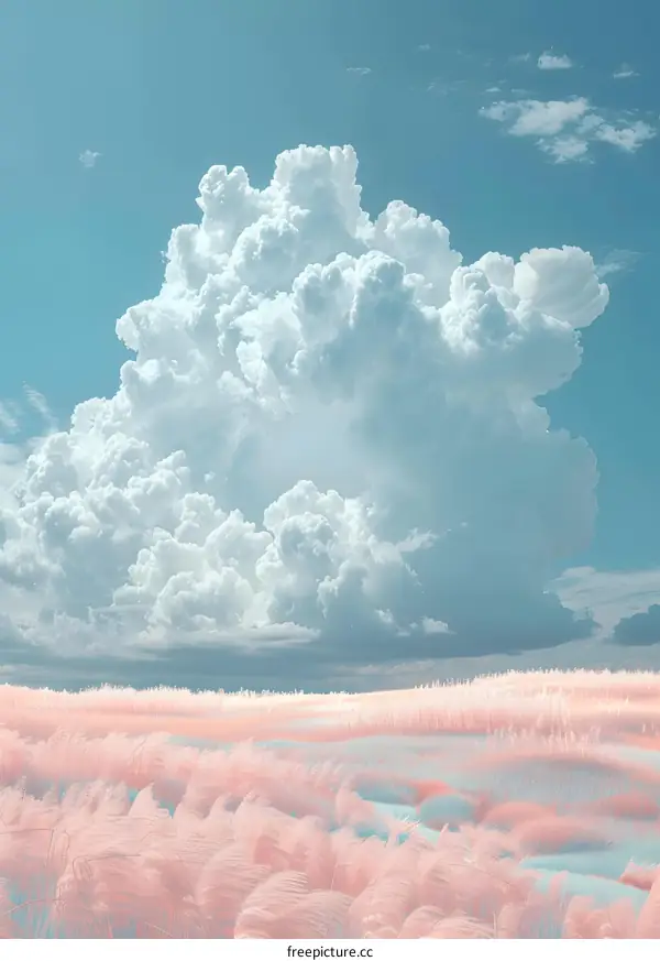 A beautiful landscape of a vast prairie under a blue sky with white clouds