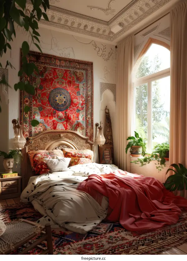 Bohemian Bedroom Interior Design Illustration