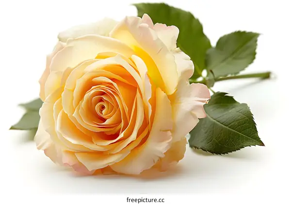 Delicate Yellow Rose on White Background