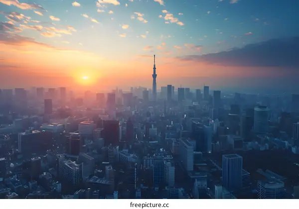 Tokyo city view at sunset