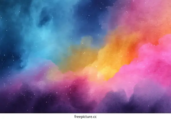 Abstract Watercolor Painting of Colorful Nebula