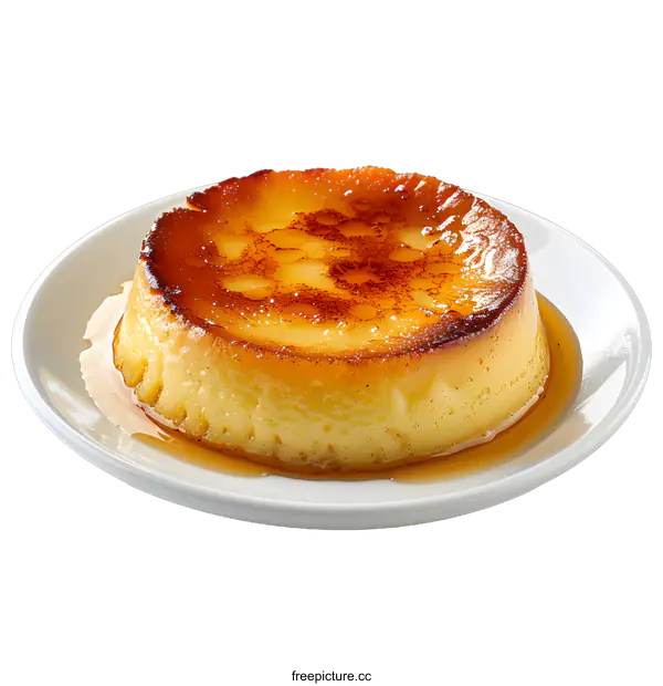 [Transparent Background PNG]Creme Caramel on a plate