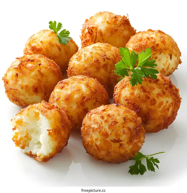 Crispy Fried Potato Balls on White Background