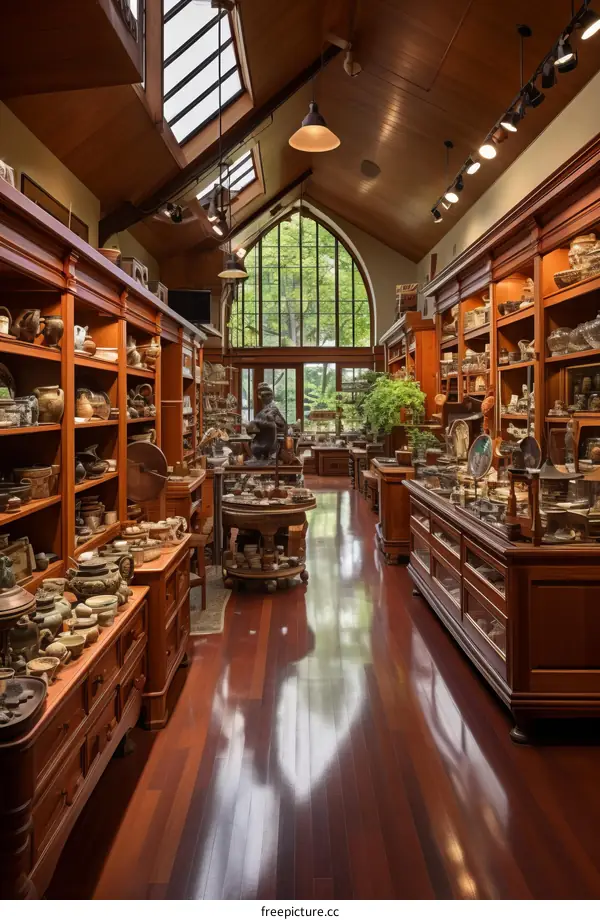 An antique store with a large collection of pottery and other artifacts