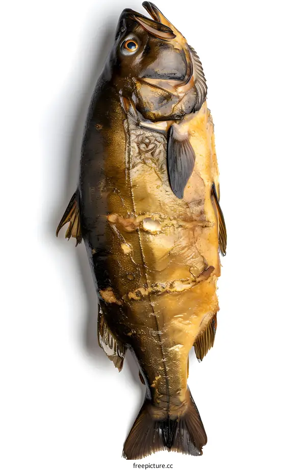 Smoked Fish on White Background