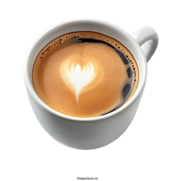 [Transparent Background PNG]Delicious Latte Art Coffee in White Mug