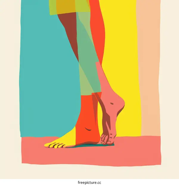 Two People with One Leg Each in a Colorful Background