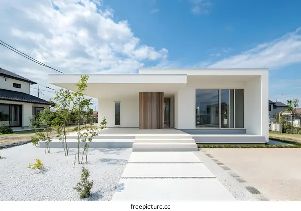 Modern White House with Garden in Japan