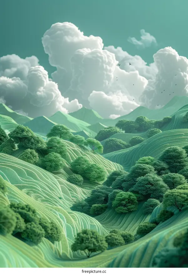 Digital Painting of a Lush Green Valley