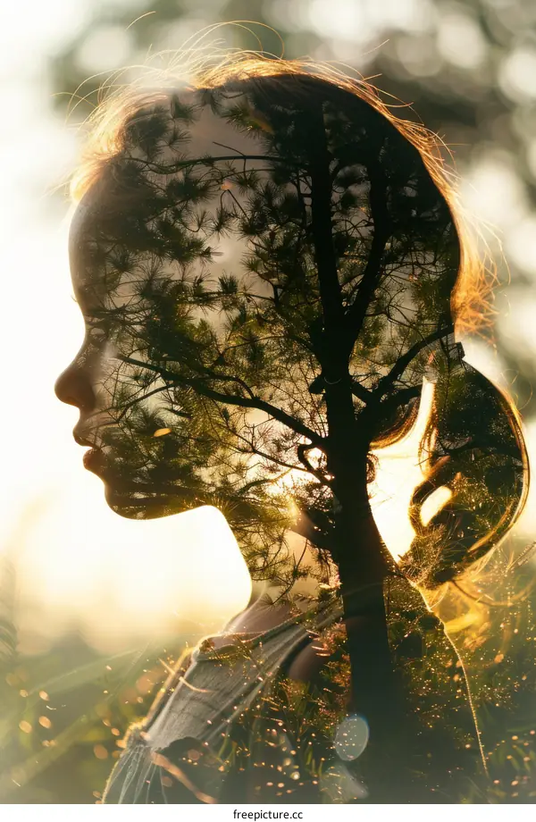 Little girl and nature combined