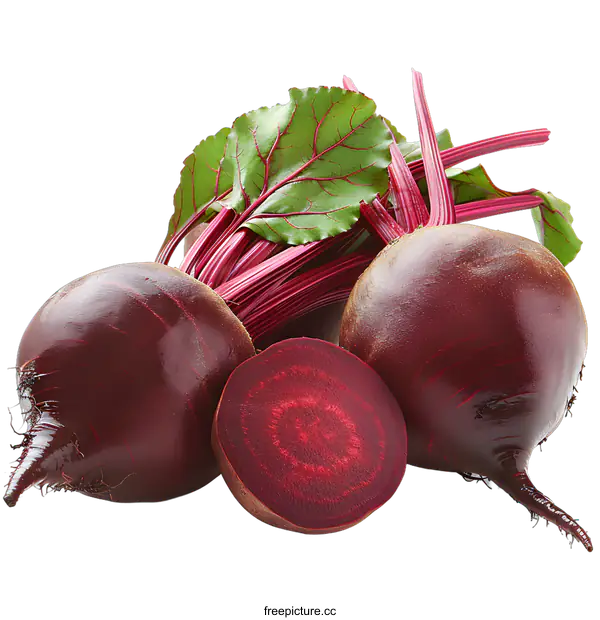 [Transparent Background PNG]Three red beets on a white background