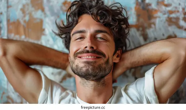Relaxed Caucasian Man Lying Down