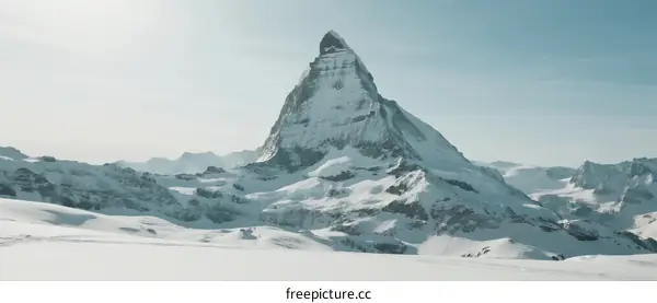 Matterhorn Peak Covered in Snow Under Clear Sky