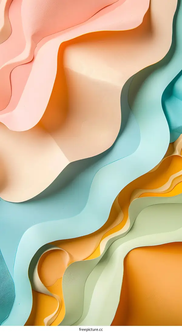 Abstract Paper Texture Background with Wavy Lines and Pastel Colors