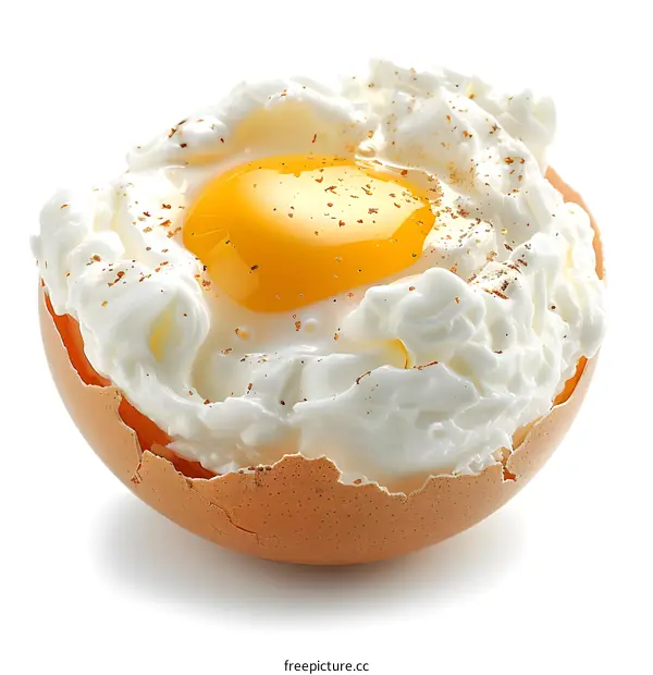 egg in eggshell with cream