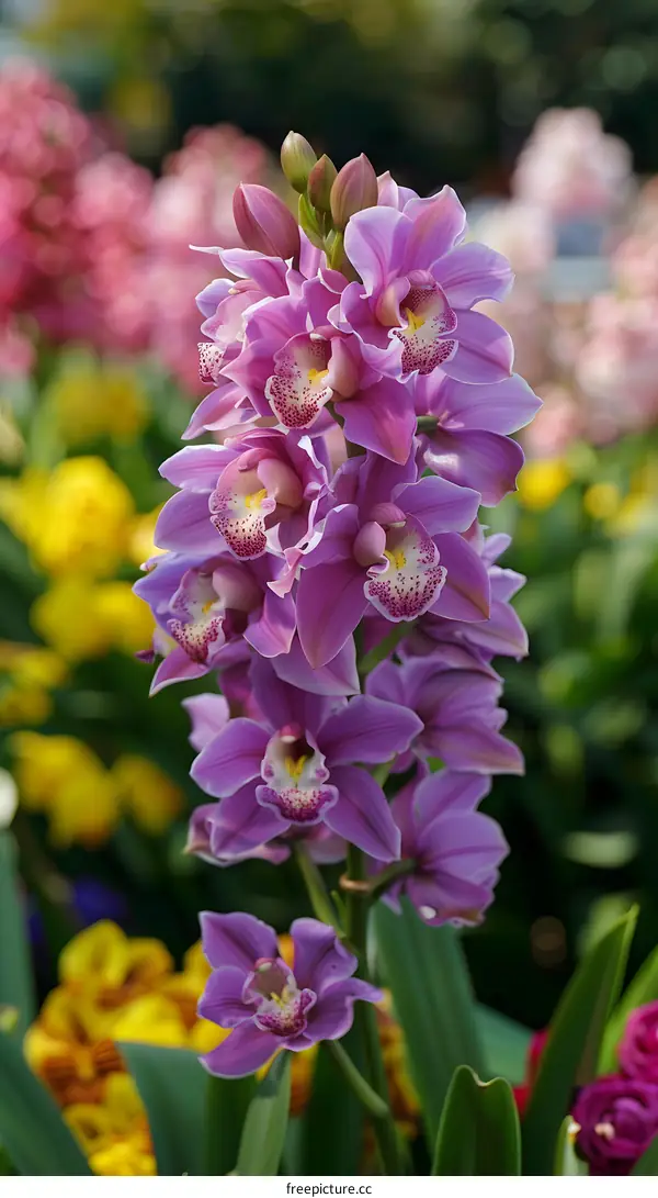 Purple Orchid Flowers Closeup with Blurred Background