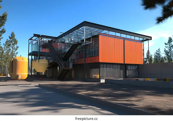 Modern Architecture with Glass Walls and a Metal Frame