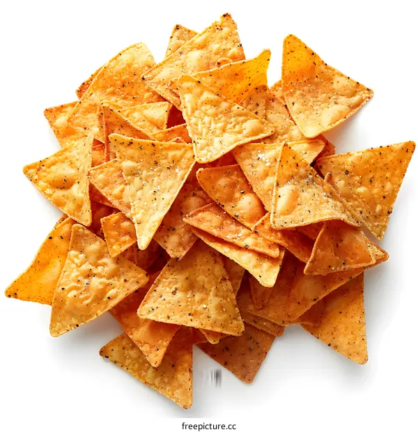 A pile of tortilla chips