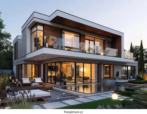 Modern Luxury Villa Exterior Design Illustration