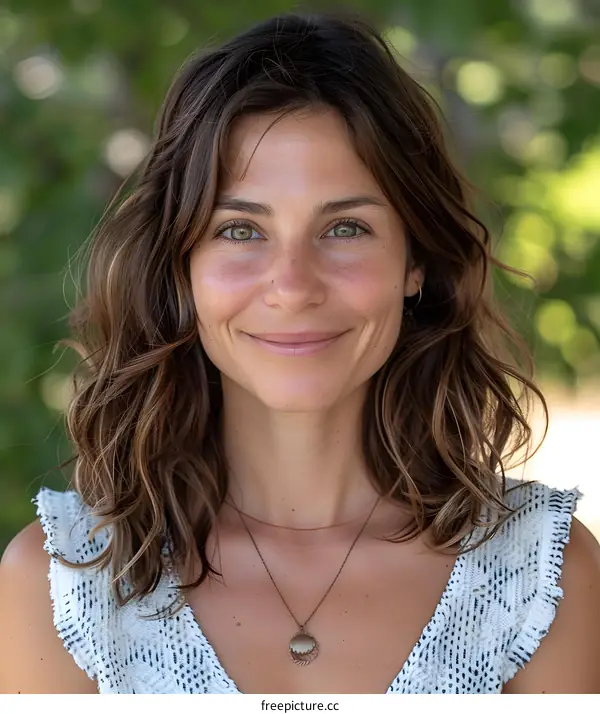 portrait of a young woman with green eyes
