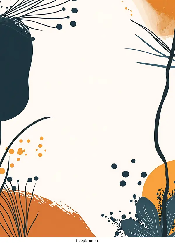 Abstract Watercolor Painting With Floral Elements