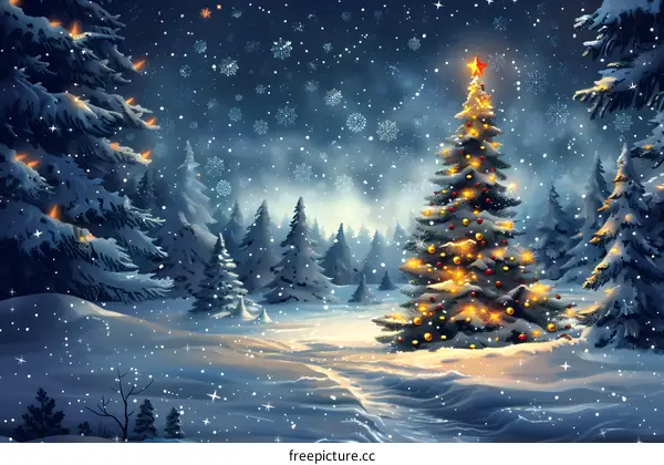 Christmas Tree in the Forest