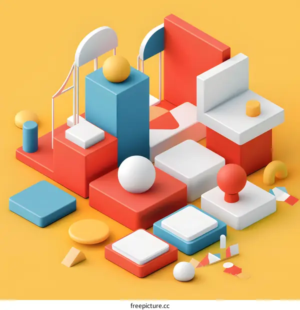 Abstract Geometric Shapes Colorful 3D Illustration
