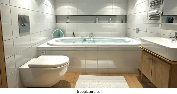 Modern minimalist bathroom with tiles